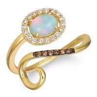 Le Vian® Oval Neopolitan Opal™ and Crème Brûlée Diamonds™ 0.22 CT. T.W. Diamond Frame Bypass Ring in 14K Honey Gold™|Peoples Jewellers