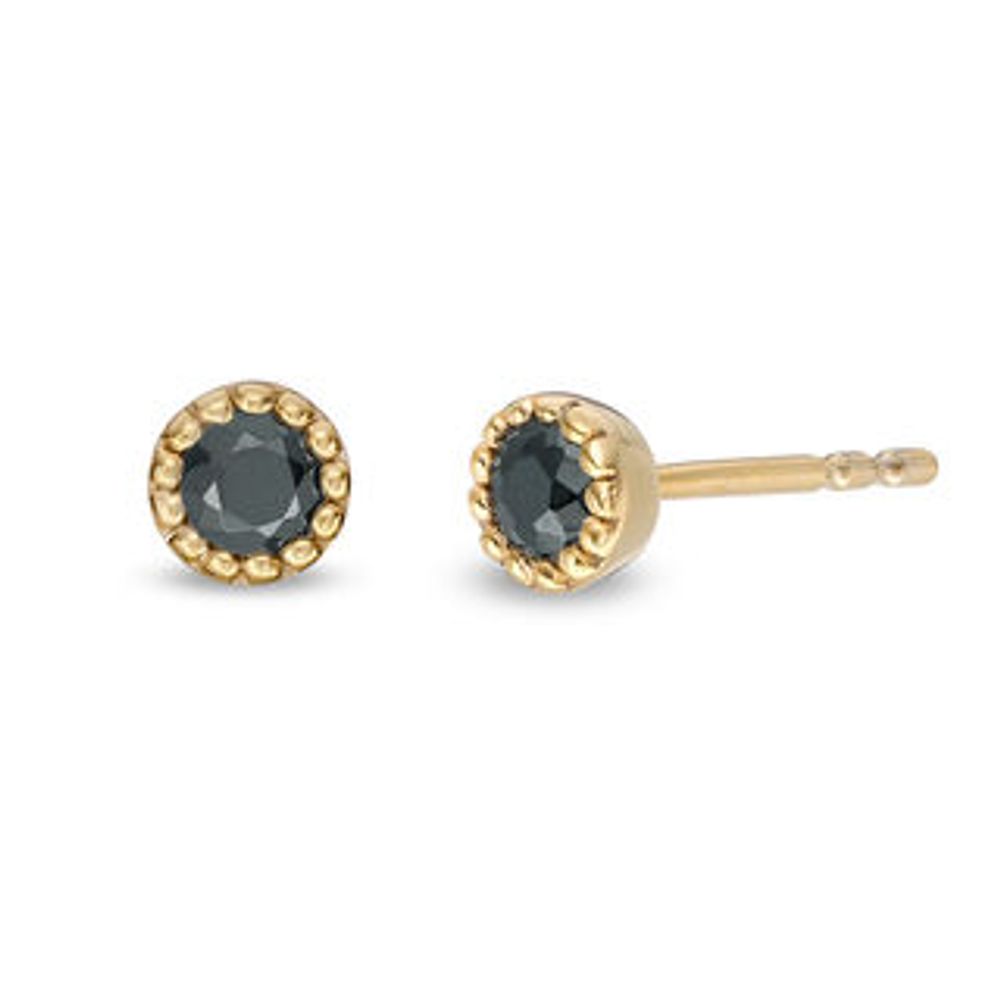 0.14 CT.T .W. Black Diamond Solitaire Beaded Frame Stud Earrings in 10K Gold|Peoples Jewellers