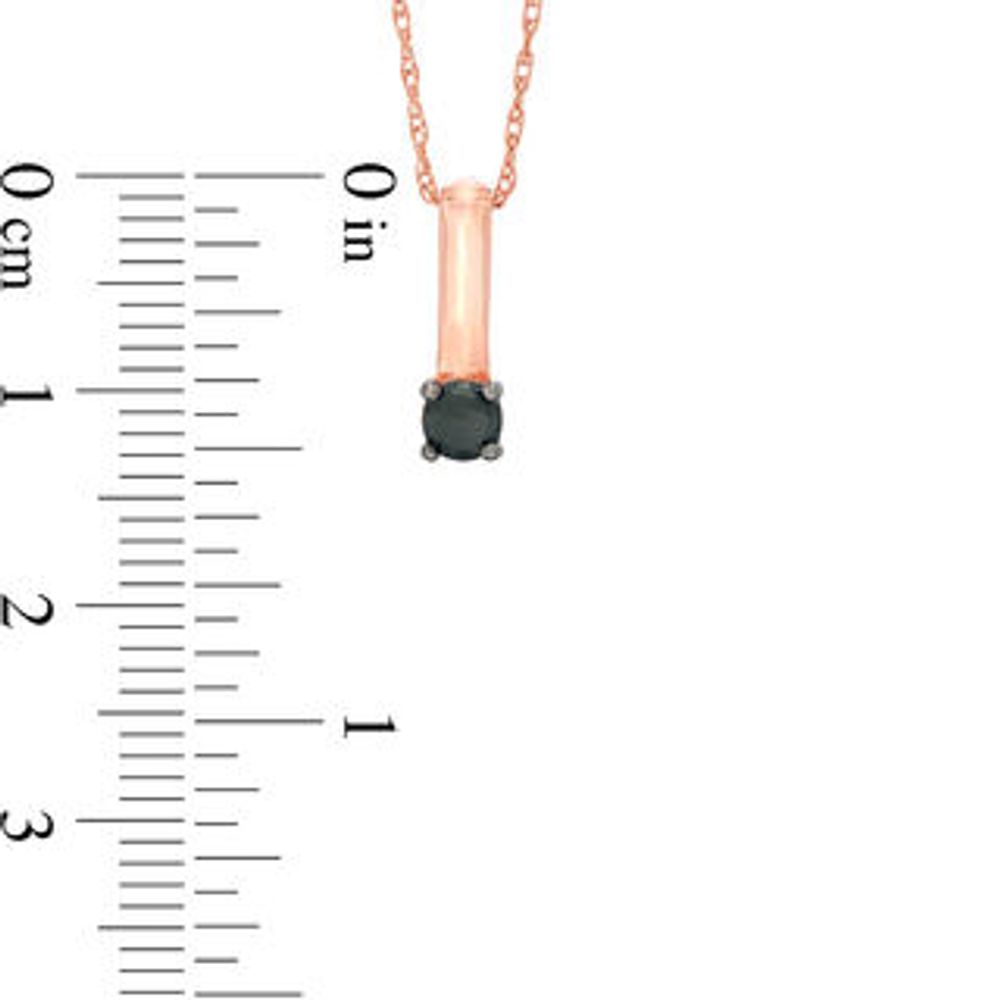 0.18 CT. Black Diamond Solitaire Stick Drop Pendant in 10K Rose Gold|Peoples Jewellers