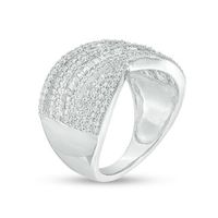 0.95 CT. T.W. Diamond Crossover Ring in 10K White Gold|Peoples Jewellers