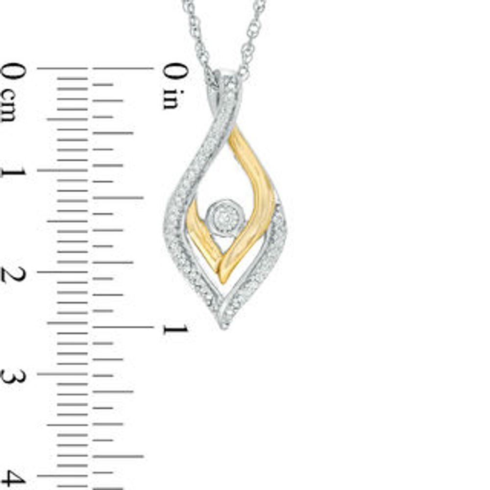 0.145 CT. T.W. Enhanced Black and White Diamond Reversible Flame Pendant in Sterling Silver and 10K Gold|Peoples Jewellers