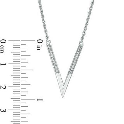 0.145 CT. T.W. Diamond Double Row V Necklace in Sterling Silver - 16.5