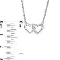 0.115 CT. T.W. Enhanced Black and White Diamond Reversible Interlocking Hearts Necklace in Sterling Silver - 17.37"|Peoples Jewellers