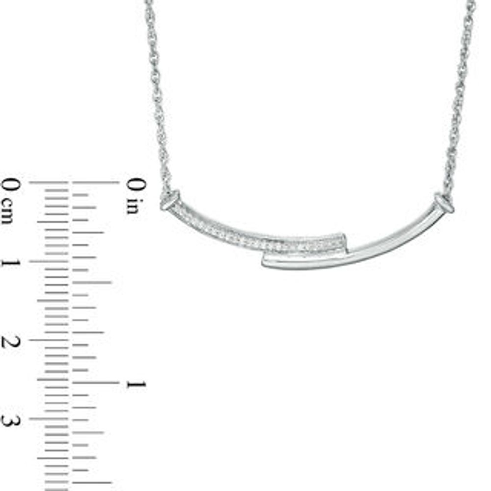 0.18 CT. T.W. Enhanced Black and White Diamond Reversible Curved Bypass Bar Necklace in Sterling Silver - 16.58"|Peoples Jewellers