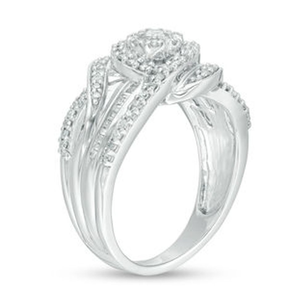 0.45 CT. T.W. Diamond Frame Layered Bypass Ring in Sterling Silver|Peoples Jewellers