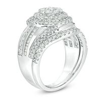 1.23 CT. T.W. Multi-Diamond Double Frame Bypass Bridal Set in 10K White Gold|Peoples Jewellers