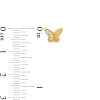 Child's Cubic Zirconia Butterfly Stud Earrings in 10K Gold|Peoples Jewellers