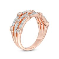0.45 CT. T.W. Diamond Bezel-Set Station Multi-Row Stacked Ring in 10K Rose Gold|Peoples Jewellers