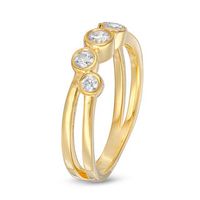 0.29 CT. T.W. Diamond Bezel-Set Split Shank Ring in 10K Gold|Peoples Jewellers