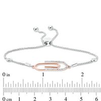 0.04 CT. T.W. Diamond Paper Clip Bolo Bracelet in Sterling Silver and 10K Rose Gold - 9.5"|Peoples Jewellers