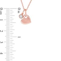 Diamond Accent Solitaire and Heart Charm Pendant in Sterling Silver with 14K Rose Gold Plate|Peoples Jewellers