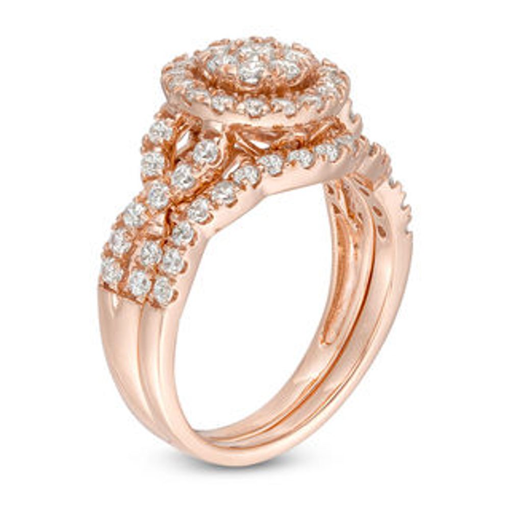 0.95 CT. T.W. Composite Diamond Frame Bridal Set in 10K Rose Gold|Peoples Jewellers