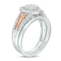 0.29 CT. T.W. Composite Diamond Heart Bridal Set in Sterling Silver and 10K Rose Gold|Peoples Jewellers