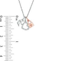 Diamond Accent Princess Themed Charm Pendant in Sterling Silver and 14K Rose Gold Plate|Peoples Jewellers