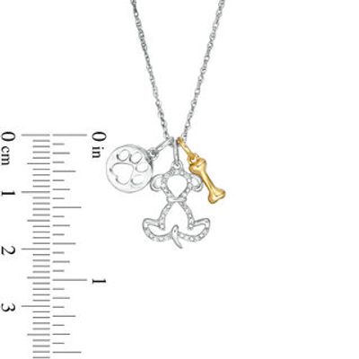 0.04 CT. T.W. Diamond Dog Mom Themed Charm Pendant in Sterling Silver and 14K Gold Plate|Peoples Jewellers