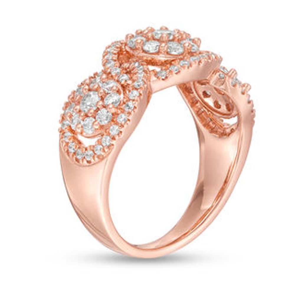 0.95 CT. T.W. Composite Diamond Three Stone Frame Ring in 10K Rose Gold|Peoples Jewellers