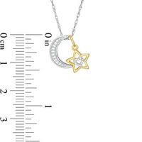 0.04 CT. T.W. Diamond Crescent Moon and Star Pendant in Sterling Silver and 14K Gold Plate|Peoples Jewellers