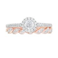 0.45 CT. T.W. Diamond Frame Twist Shank Bridal Set in 10K Rose Gold|Peoples Jewellers