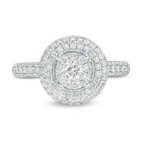 0.95 CT. T.W. Diamond Double Frame Engagement Ring in 14K White Gold|Peoples Jewellers