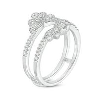 0.23 CT. T.W. Diamond Vintage-Style Floral Ring Solitaire Enhancer in 10K White Gold|Peoples Jewellers