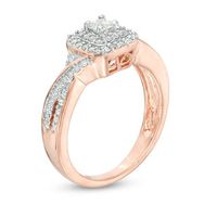 0.45 CT. T.W. Princess-Cut Diamond Double Cushion Frame Twist Split Shank Engagement Ring in 10K Rose Gold|Peoples Jewellers