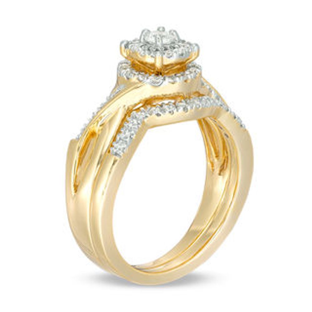 0.45 CT. T.W. Diamond Double Frame Twist Bridal Set in 10K Gold|Peoples Jewellers