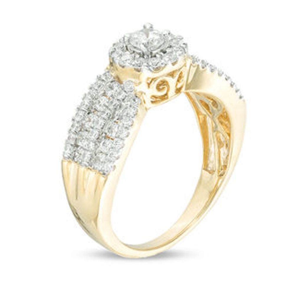 0.69 CT. T.W. Diamond Frame Multi-Row Engagement Ring in 10K Gold|Peoples Jewellers