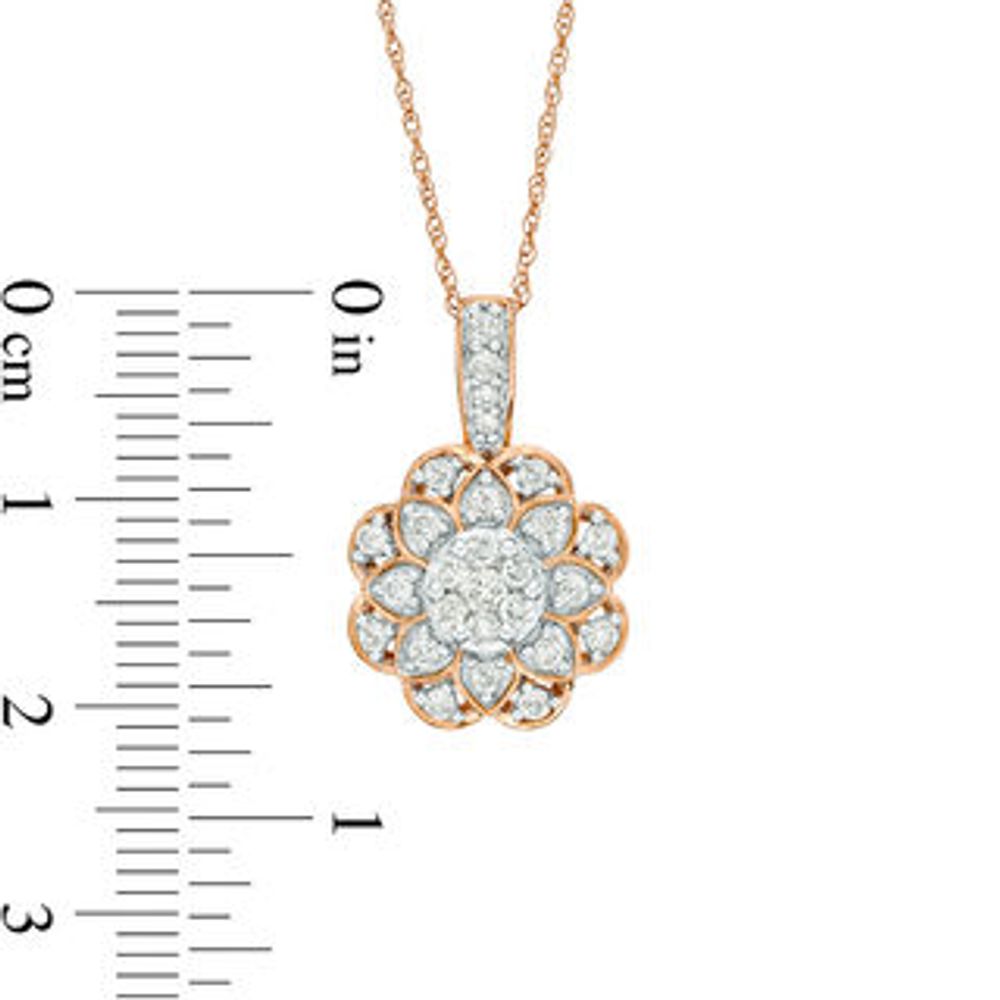 0.45 CT. T.W. Composite Diamond Flower Pendant in 10K Rose Gold|Peoples Jewellers