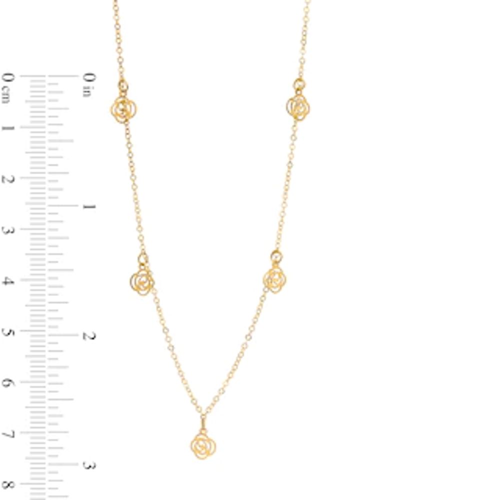 Rose Cut-Out Station Necklace in 14K Gold|Peoples Jewellers