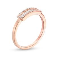 0.16 CT. T.W. Baguette and Round Diamond Sideways Rectangular Frame Ring in 10K Rose Gold|Peoples Jewellers