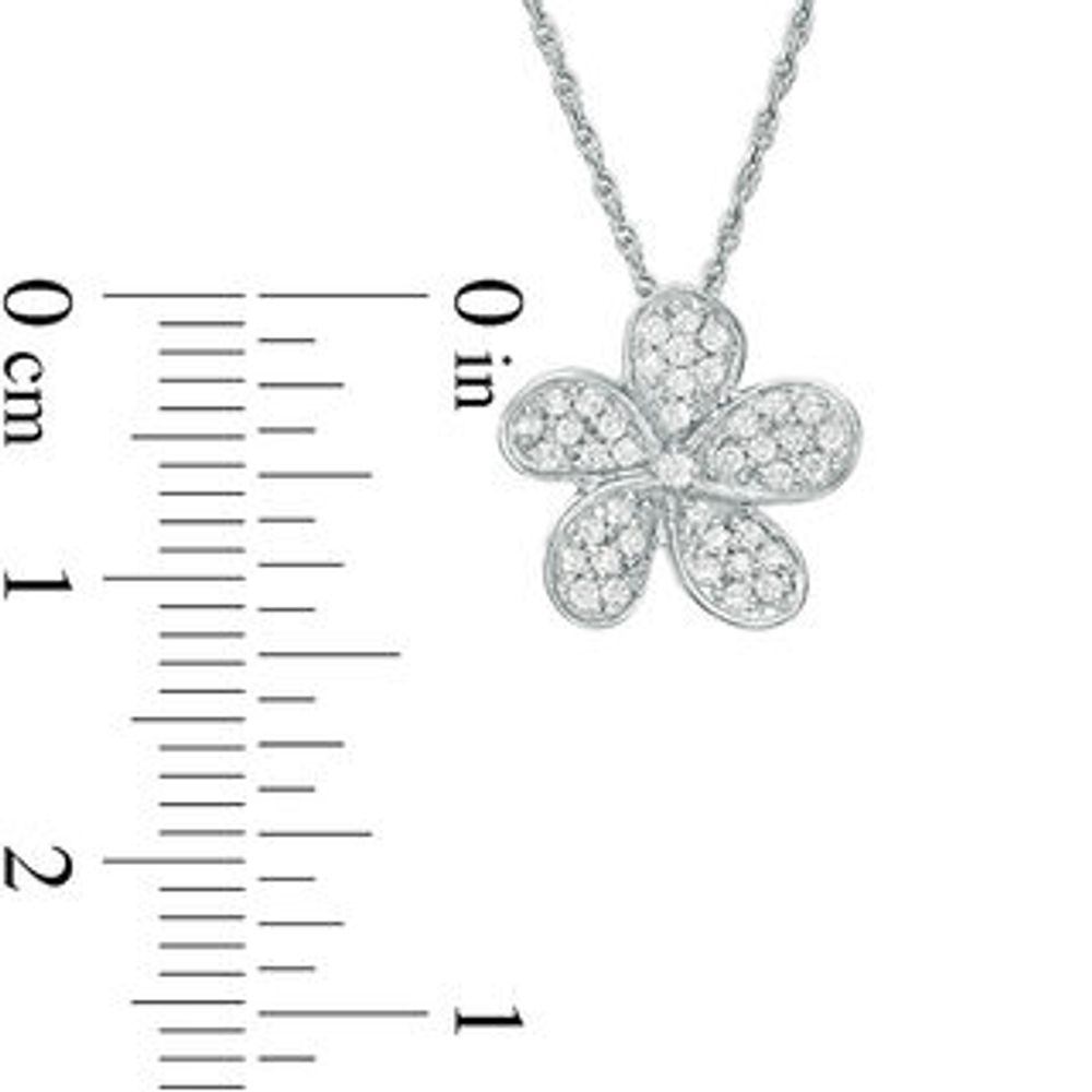 0.20 CT. T.W. Diamond Flower Pendant in 10K White Gold|Peoples Jewellers