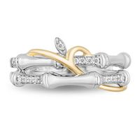 Enchanted Disney Mulan 0.085 CT. T.W. Diamond Bamboo Stacked Ring in 10K Two-Tone Gold|Peoples Jewellers