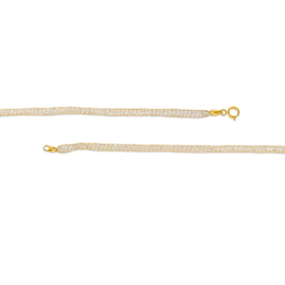 Italian Gold Cubic Zirconia Mesh Chain Necklace in 14K Gold|Peoples Jewellers