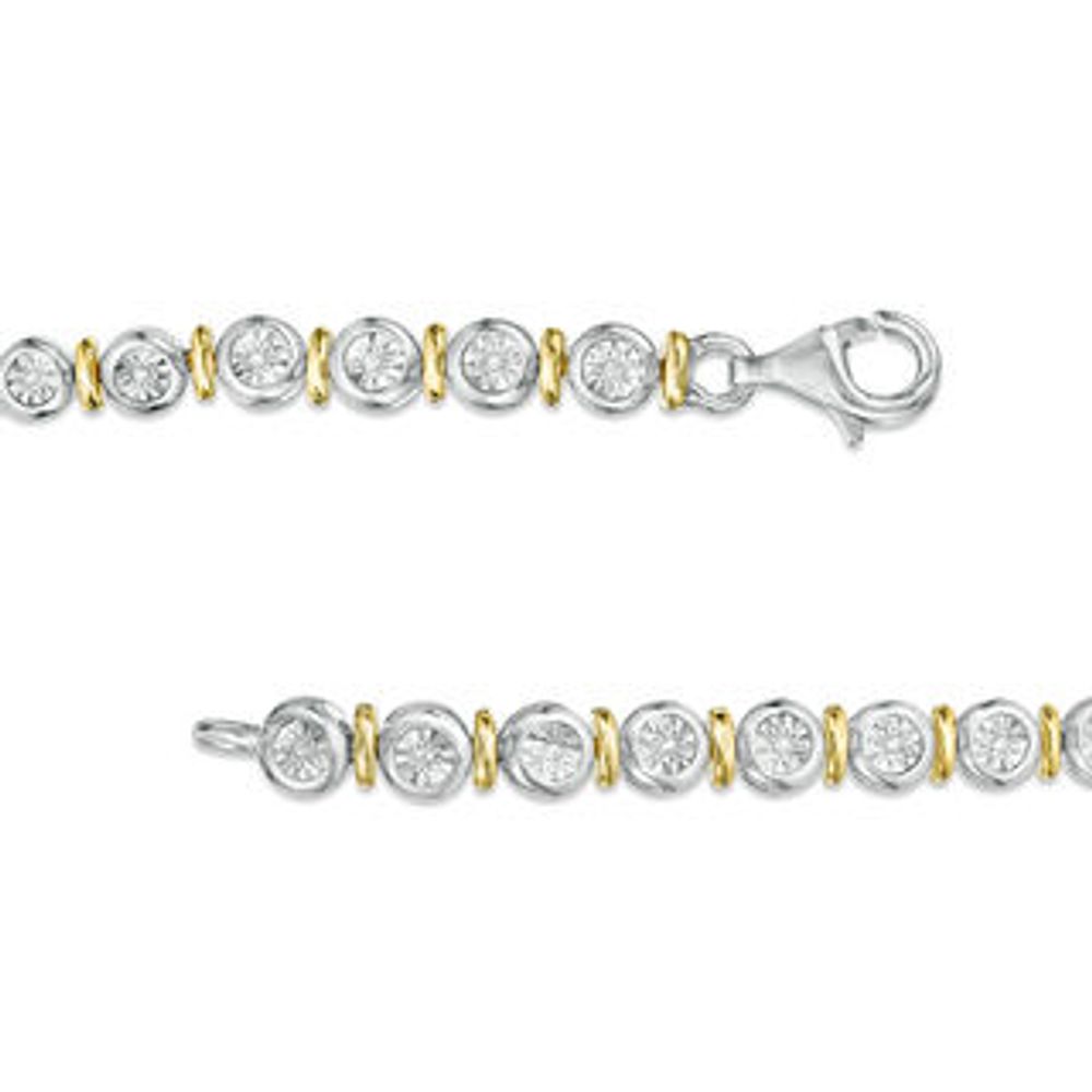 0.087 CT. T.W. Diamond Alternating Vertical Bar Bracelet in Sterling Silver and 10K Gold - 7.25"|Peoples Jewellers