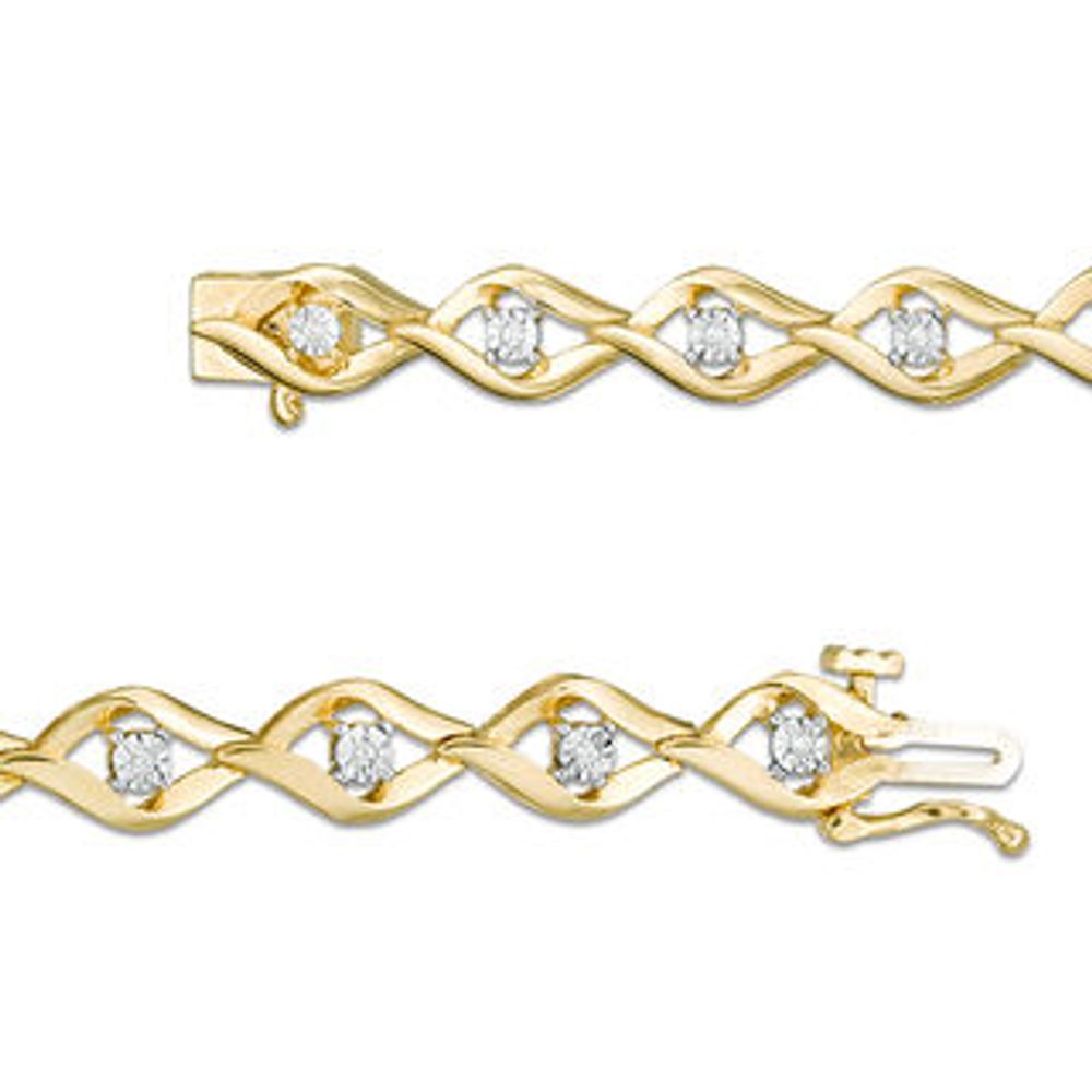 0.085 CT. T.W. Diamond Twist Marquise Bracelet in 10K Gold|Peoples Jewellers