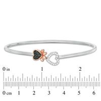 0.18 CT. T.W. Enhanced Black and White Diamond Paw Print and Heart Open Flex Bangle in Sterling Silver and 10K Rose Gold|Peoples Jewellers