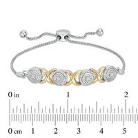 0.23 CT. T.W. Diamond "XO" Bolo Bracelet in Sterling Silver and 10K Gold - 9.5"|Peoples Jewellers