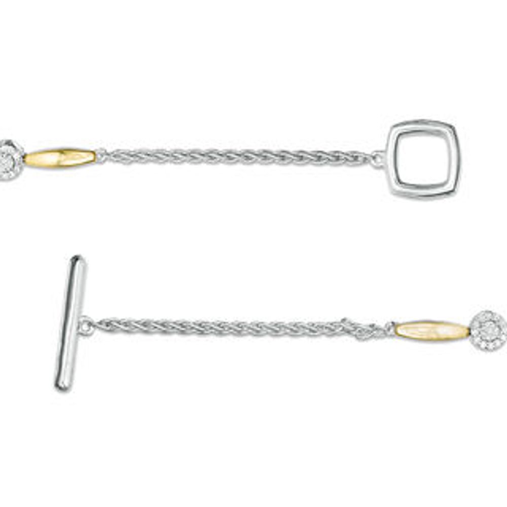 0.23 CT. T.W. Diamond Frame Bracelet in Sterling Silver and 10K Gold - 7.25"|Peoples Jewellers