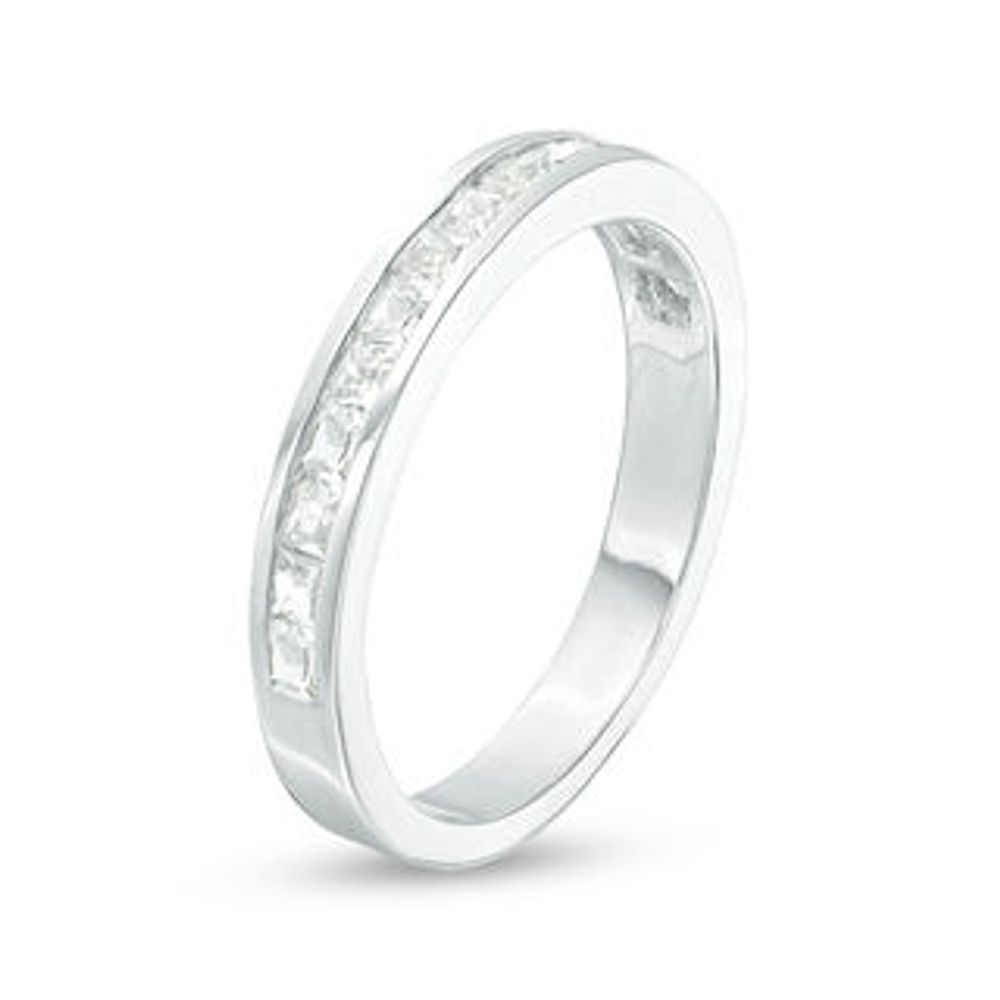 Princess-Cut Lab-Created White Sapphire Channel-Set Band in Sterling Silver|Peoples Jewellers