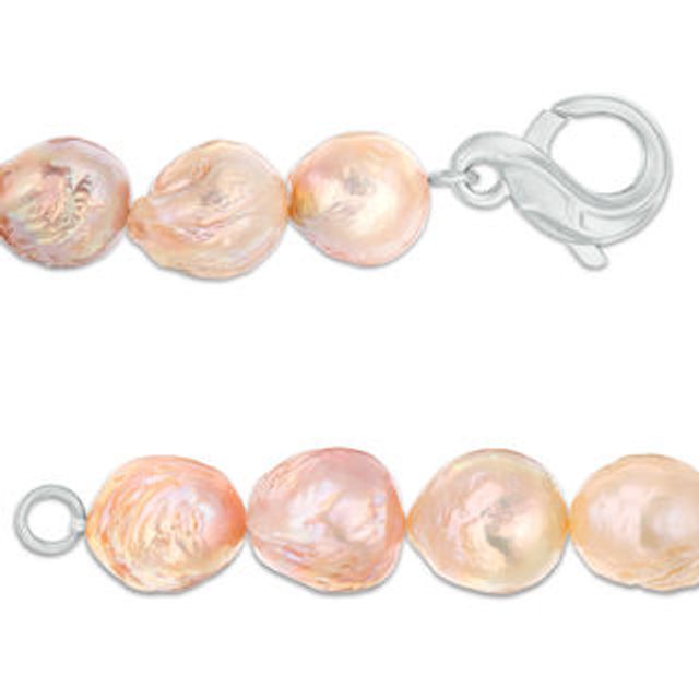 11.0 - 14.0mm Pink Cultured Freshwater Pearl Strand Bracelet with Sterling Silver Clasp|Peoples Jewellers