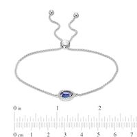 Sideways Pear-Shaped Lab-Created Blue and White Sapphire Frame Bolo Bracelet in Sterling Silver - 9.0"|Peoples Jewellers