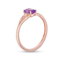 Emerald-Cut Amethyst and Diamond Accent Flare Shank Ring in 10K Rose Gold|Peoples Jewellers