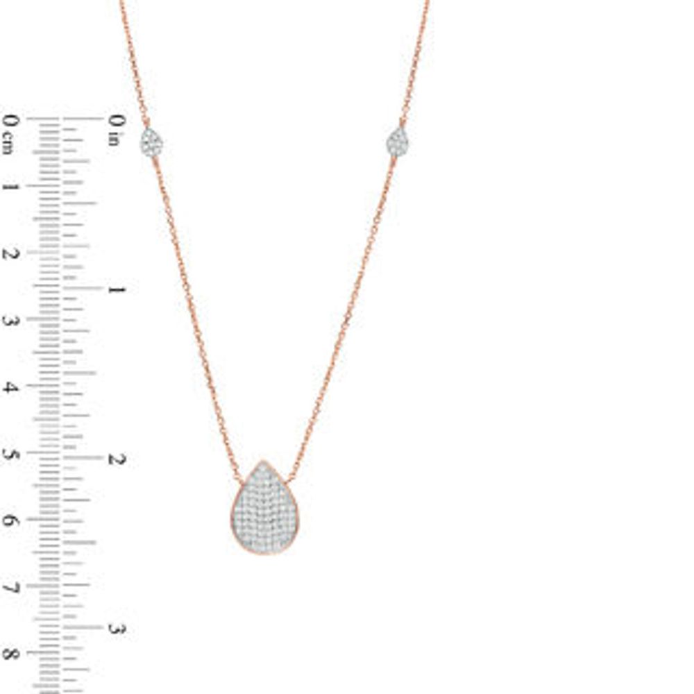 0.25 CT. T.W. Composite Diamond Teardrop Station Necklace in 10K Rose Gold|Peoples Jewellers