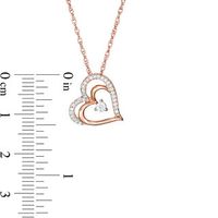 0.085 CT. T.W. Diamond Tilted Layered Double Heart Pendant in 10K Rose Gold|Peoples Jewellers