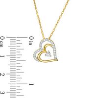 0.085 CT. T.W. Diamond Tilted Layered Double Heart Pendant in 10K Gold|Peoples Jewellers
