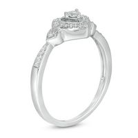 0.085 CT. T.W. Diamond Heart Frame Heart-Sides Promise Ring in Sterling Silver|Peoples Jewellers
