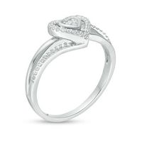 0.145 CT. T.W. Composite Diamond Heart Frame Bypass Promise Ring in Sterling Silver|Peoples Jewellers