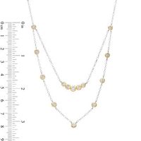 0.09 CT. T.W. Diamond Bezel-Set Layered Necklace in 10K Gold and Sterling Silver - 20"|Peoples Jewellers