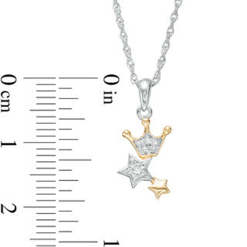 0.04 CT. T.W. Diamond Crown and Star Pendant in Sterling Silver and 10K Gold|Peoples Jewellers