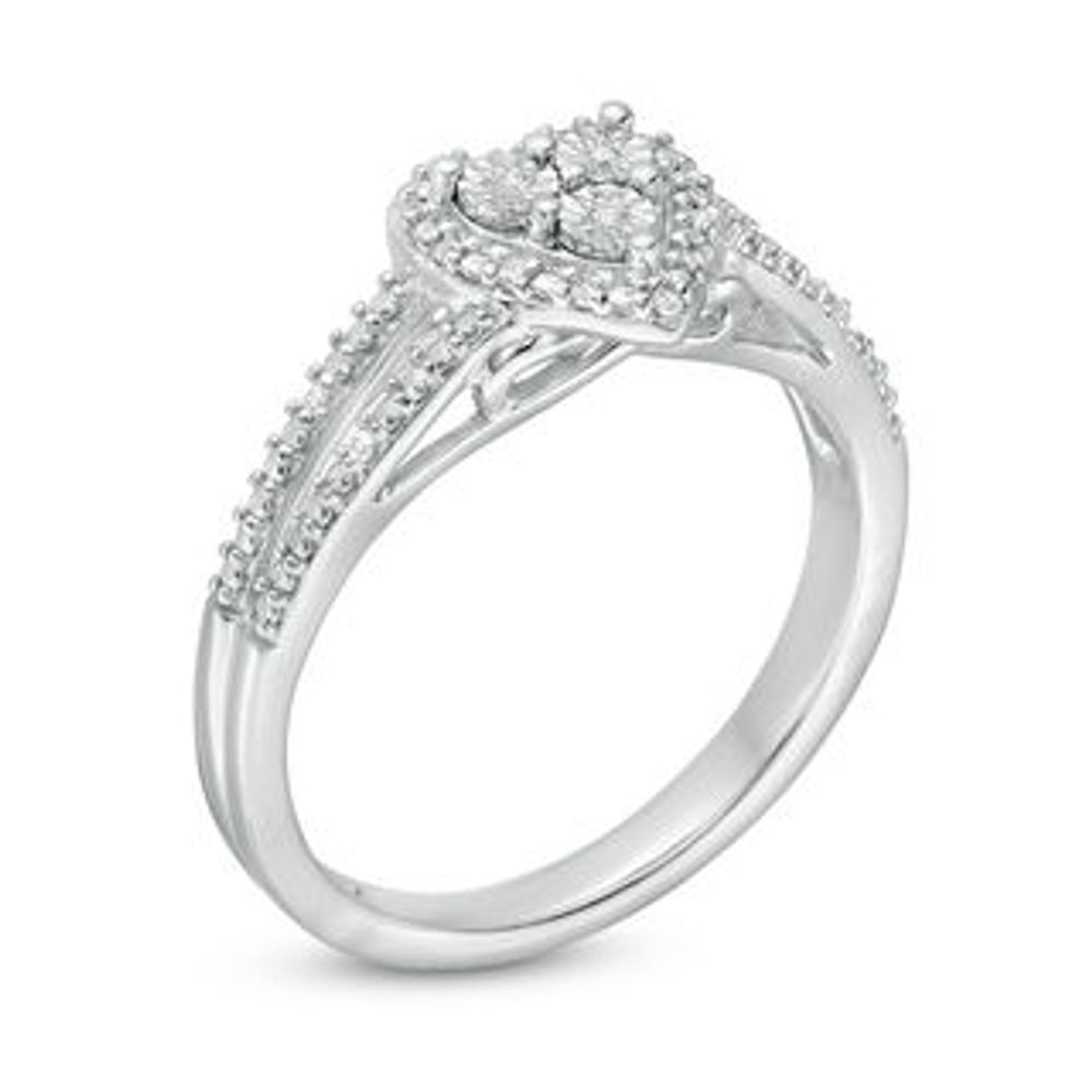 0.04 CT. T.W. Composite Diamond Heart Frame Split Shank Ring in Sterling Silver|Peoples Jewellers
